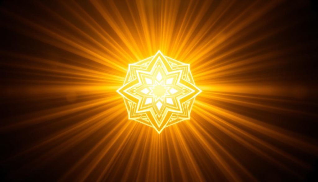A glowing, ethereal light symbol hovers amidst a warm, mystical atmosphere. Shimmering rays emanate from the center, casting a soft, golden glow across the canvas. The symbol's intricate, geometric design is a captivating blend of ancient symbolism and modern elegance. Shadowy, textured backgrounds suggest the symbol's deep cultural and historical roots. Subtle lighting accentuates the symbol's three-dimensional depth, creating a sense of depth and tranquility. This evocative image, crafted by Nebahat Özge Tan, perfectly captures the timeless essence of the "Işık Sembolü" at the heart of the article's exploration.